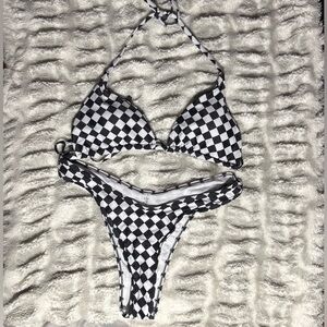 SHEIN Black and White Checkered Bikini